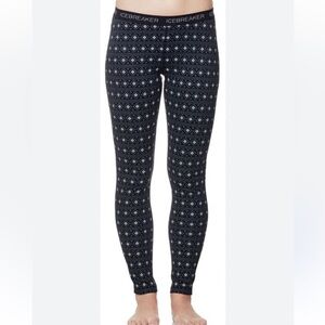Icebreaker Oasis Align Ladies Leggings Black Snow Merino Wool Winter